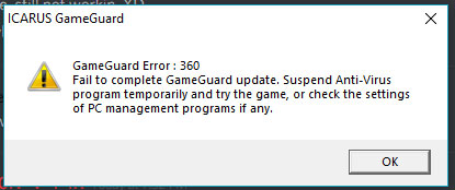 GameGuard Error 360